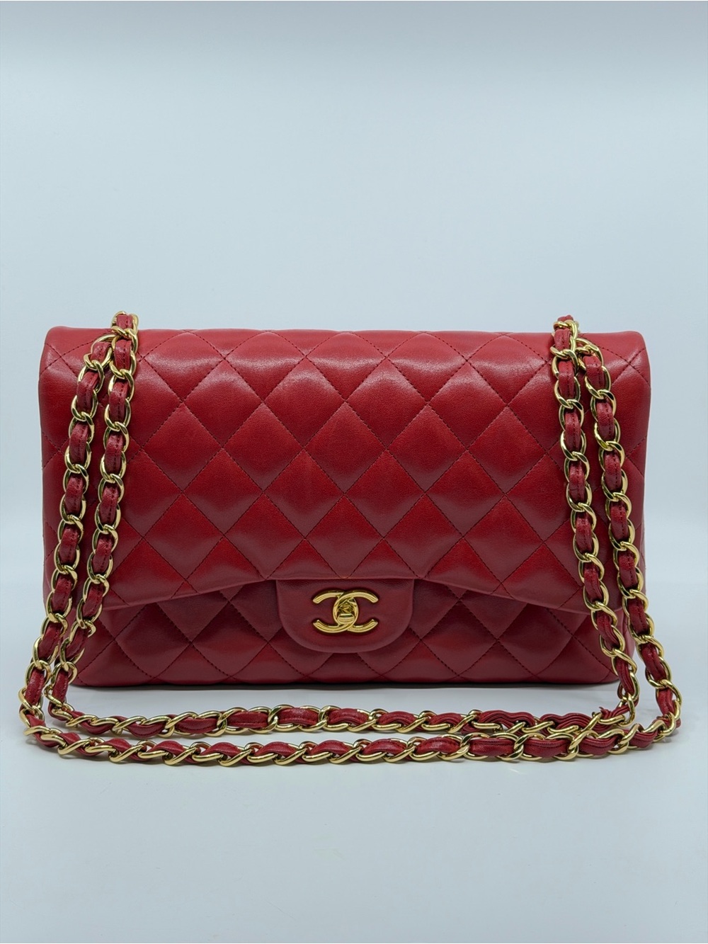 Chanel Classic Jumbo Double Flap Red Lambskin Gold Hardware 21 - Series